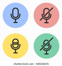 Microphone vector icons set. Illustration isolated for graphic and web design.