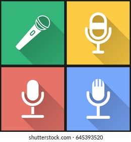 Microphone vector icons set. Illustration isolated for graphic and web design.