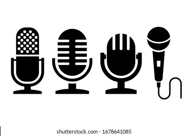 Microphone vector icons set isolated on white background