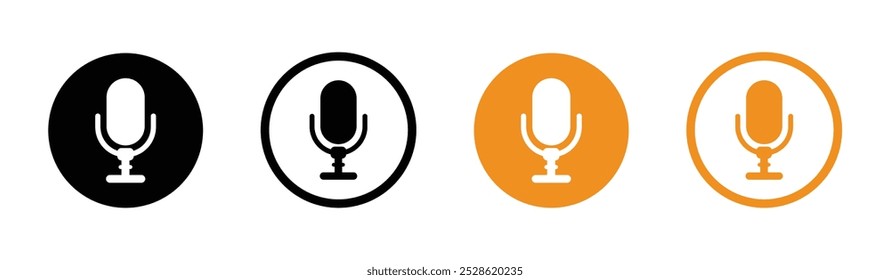 Conjunto de iconos de vectores de micrófono. Conjunto de Botones de símbolo de icono de voz