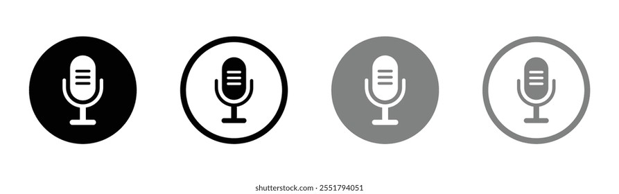 Microphone vector icons set. Voice icon symbol buttons collection