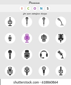 microphone vector icons for user interface design