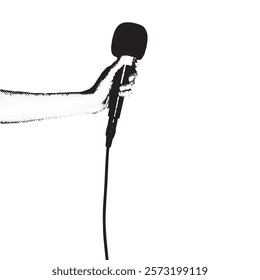 microphone, vector illustration. Black and white clipart. Retro style