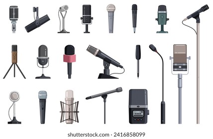 Microphone vector illustration. Vector cartoon set icon music mic. Set icon microphone .