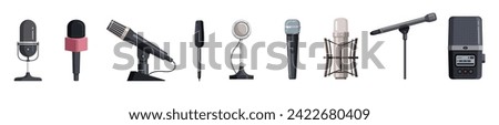 Microphone vector illustration. Vector cartoon set icon music mic. Set icon microphone .