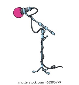 Microphone vector illustration. Hand drawn colored art character easy editable for book.