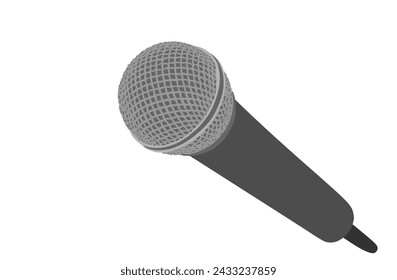 Microphone vector illustration isolated on white background. Mike symbol. Voice object for audio entertainment for public. Radio equipment. Karaoke event.