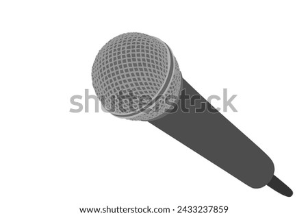 Microphone vector illustration isolated on white background. Mike symbol. Voice object for audio entertainment for public. Radio equipment. Karaoke event.