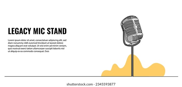 Microphone vector illustration. Modern flat in continuous line style.
