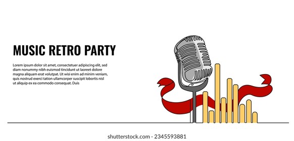 Microphone vector illustration. Modern flat in continuous line style.