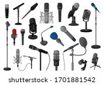 Microphone vector illustration on white background. Vector cartoon set icon music mic. Isolated cartoon set icon microphone .