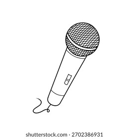 Ilustración vectorial de micrófono, estilo de contorno