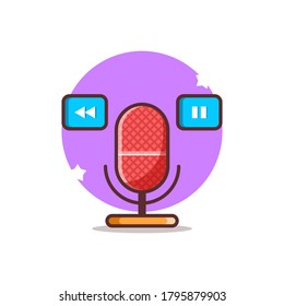 microphone vector illustration and pause sign, premium vector illustration, set illustration, vector flat illustration.