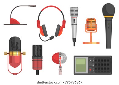 Microphone Vector Illustration Set