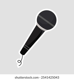 Microphone Vector Illustration Sticker – Essential Icon for Audio and Performance Themes, perfect for music, podcasting, or broadcasting decor