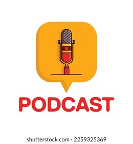 Microphone Vector Illustration. Voice Speak Up and Recording. Podcast microphone icon isolated cartoon illustration