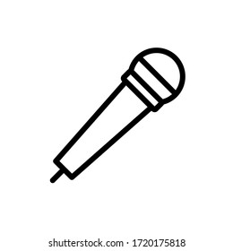 Microphone vector line icon vector illustration, glyph style design isolated isolated on white