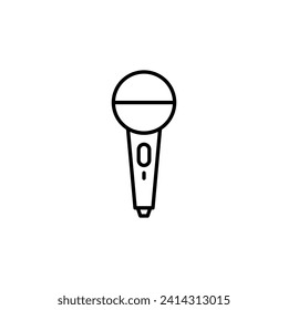 Microphone Vector Line Sign for Adverts. Suitable for books, stores, shops. Editable stroke in minimalistic outline style. Symbol for design 