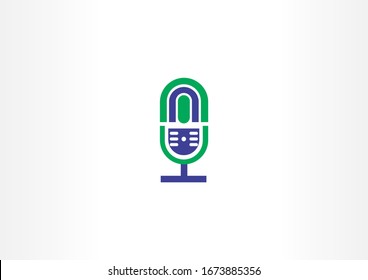 Diseño del logotipo del vector del micrófono. Logotipo de concepto de grabación de voz