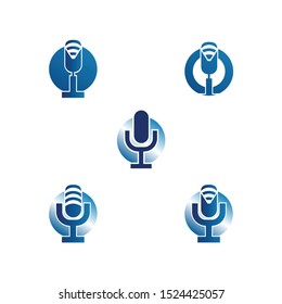 Microphone vector logo. loudspeaker icon design for music studio