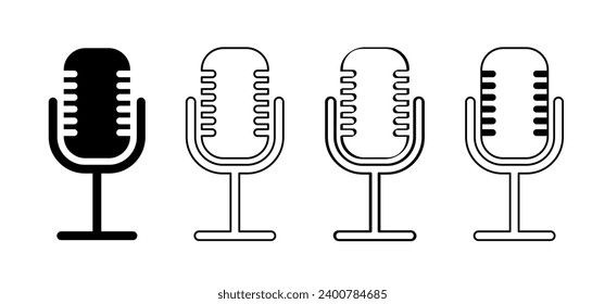 Microphone. Vector mikes line pattern. Podcast, voice icon. Record. Microphone recording, studio symbol. Retro microphone logo. Wireless microphone. Music mic sign. flat design. Karaoke