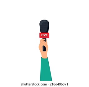 Microphone vector. News illustration. News on TV and radio. Interview.Flat design eps 10