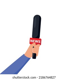 Microphone vector. News illustration. News on TV and radio. Interview.Flat design eps 10
