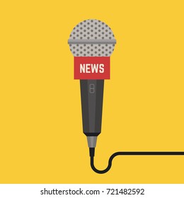 Microphone vector. News illustration. News on TV and radio. Interview.