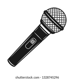 Microphone vector object or design element in monochrome vintage style isolated on white background