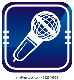 Microphone vector on blue button
