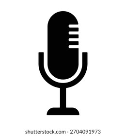 microphone vector on white background. Mic silhouette. Music or voice recording icon. Recording studio symbol. Flat stye vector illustration