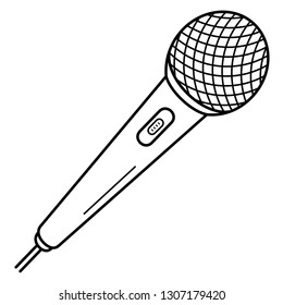 Microphone Vector Outline Icon Isolated On Stock Vector (Royalty Free ...