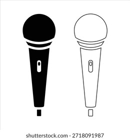 ilustração da silhueta do vetor do microfone. Ícone de silhueta de microfone de estilo antigo para Podcast ou gráfico de silhueta de rádio