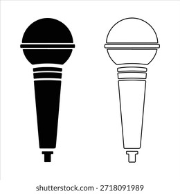 ilustração da silhueta do vetor do microfone. Ícone de silhueta de microfone de estilo antigo para Podcast ou gráfico de silhueta de rádio