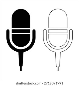 Ilustración de silueta de Vector de micrófono. Icono de silueta de micrófono de estilo antiguo para podcast o gráfico de silueta de radio