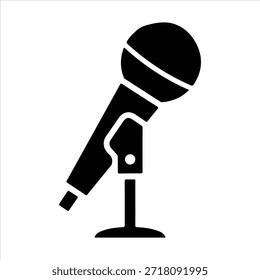 ilustração da silhueta do vetor do microfone. Ícone de silhueta de microfone de estilo antigo para Podcast ou gráfico de silhueta de rádio
