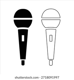 ilustração da silhueta do vetor do microfone. Ícone de silhueta de microfone de estilo antigo para Podcast ou gráfico de silhueta de rádio