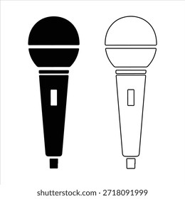 ilustração da silhueta do vetor do microfone. Ícone de silhueta de microfone de estilo antigo para Podcast ou gráfico de silhueta de rádio