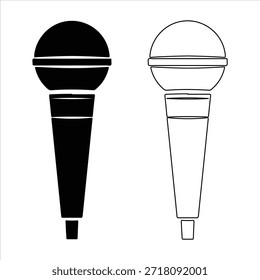 ilustração da silhueta do vetor do microfone. Ícone de silhueta de microfone de estilo antigo para Podcast ou gráfico de silhueta de rádio