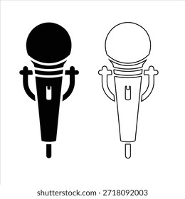 ilustração da silhueta do vetor do microfone. Ícone de silhueta de microfone de estilo antigo para Podcast ou gráfico de silhueta de rádio