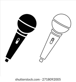Ilustración de silueta de Vector de micrófono. Icono de silueta de micrófono de estilo antiguo para podcast o gráfico de silueta de radio