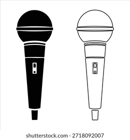 ilustração da silhueta do vetor do microfone. Ícone de silhueta de microfone de estilo antigo para Podcast ou gráfico de silhueta de rádio