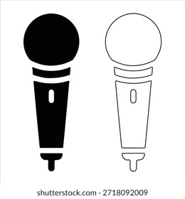 ilustração da silhueta do vetor do microfone. Ícone de silhueta de microfone de estilo antigo para Podcast ou gráfico de silhueta de rádio