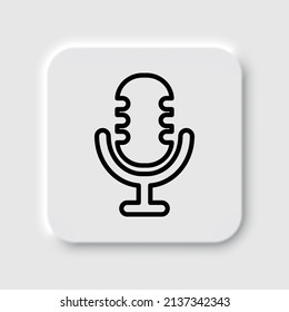 Microphone vector, simple icon. Flat desing. Neumorphism design.ai