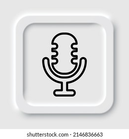 Microphone vector, simple icon. Flat design. Neumorphism design.ai