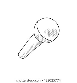 Microphone vector sketch icon isolated on background. Hand drawn Microphone icon. Microphone sketch icon for infographic, website or app.