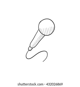 Mikrofon, Vektorgrafik, Symbol einzeln auf Hintergrund. Handgezeichnetes Mikrofon-Symbol. Mikrofon-Sketch-Symbol für Infografik, Website oder App.