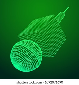 Microphone vector. Wireframe low poly mesh news illustration. News on TV and radio. Interview.