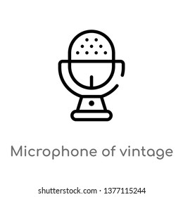 microphone of vintage de vector line icon. Simple element illustration. microphone of vintage de outline icon from tools and utensils concept. Can be used for web and mobile