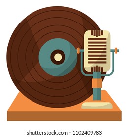 microphone and vinyl music retro style
